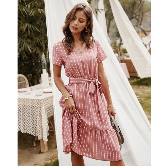 Dames Bohemian Midi Jurk | Korte Mouwen