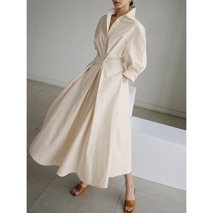 Dames Maxi Jurk Met Overhemdkraag | Elegant