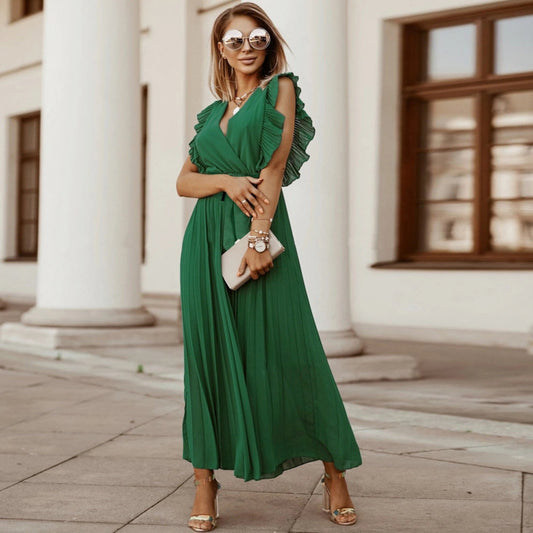 Adeltrineke | Dames Maxi Jurk | Ruffle V-Hals