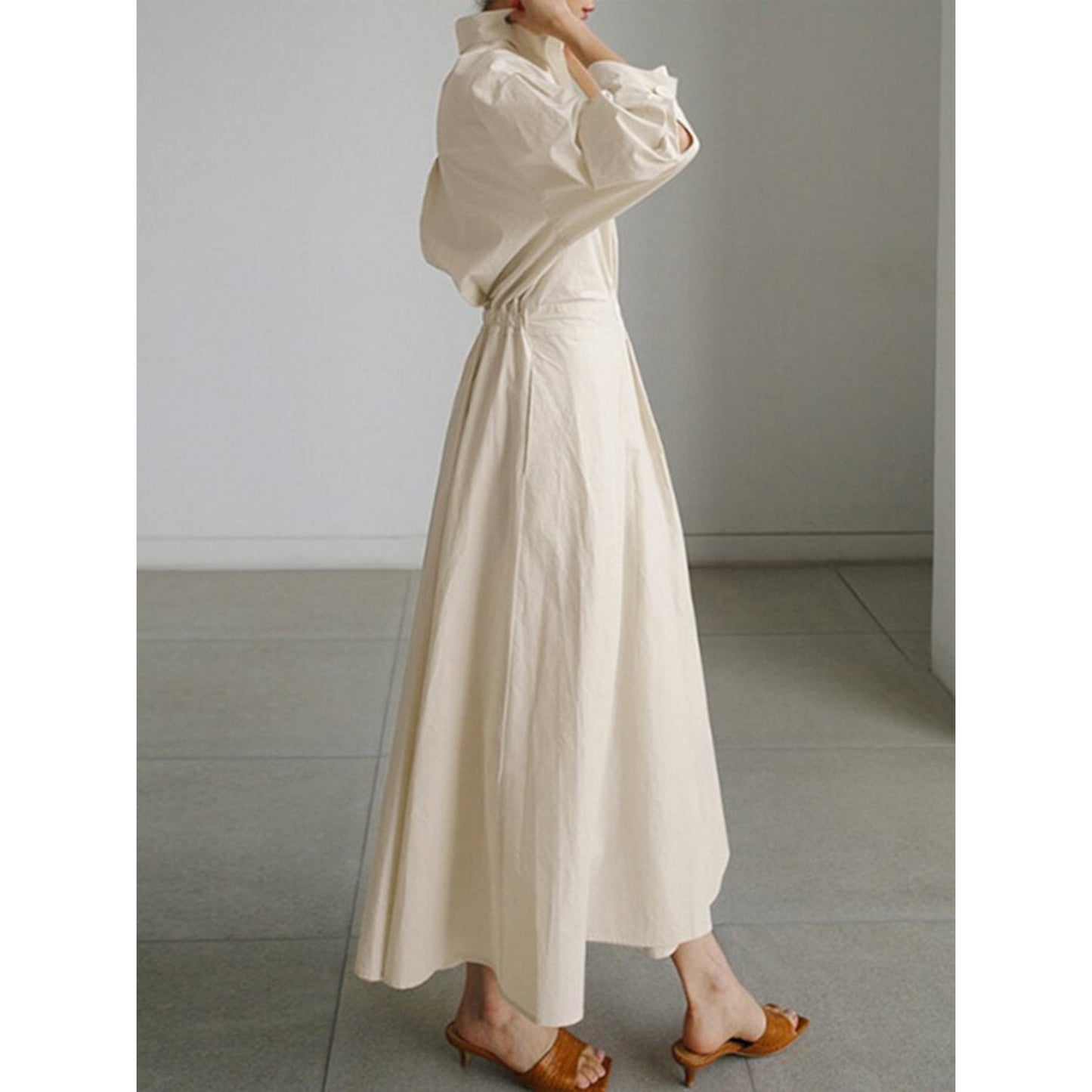 Dames Maxi Jurk Met Overhemdkraag | Elegant