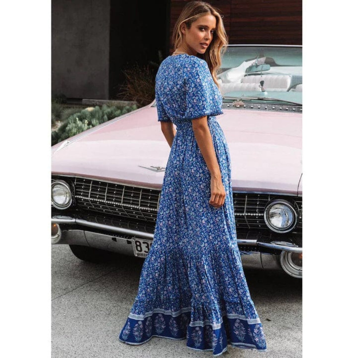 Dames Chique Maxi Jurk | Korte Mouwen