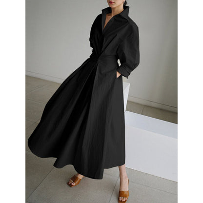 Dames Maxi Jurk Met Overhemdkraag | Elegant