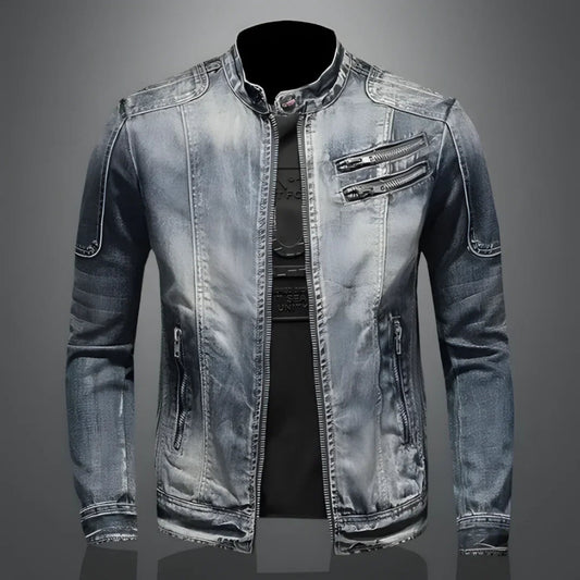 Leofwin | Heren Spijker Bikerjack | Zip-Up