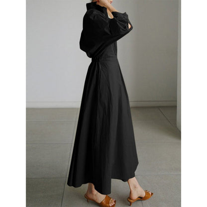 Dames Maxi Jurk Met Overhemdkraag | Elegant