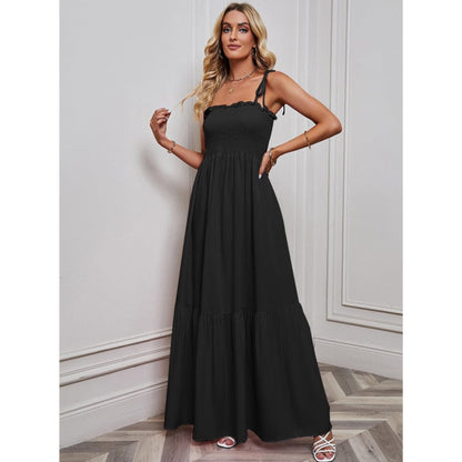 Dames Spaghetti Bandjes Zwarte Jurk | Simpele Maxi