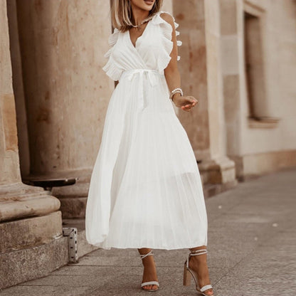Charilind | Dames Maxi Jurk | Geplooide Ruffle Design
