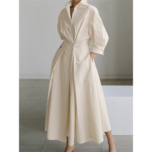 Dames Maxi Jurk Met Overhemdkraag | Elegant