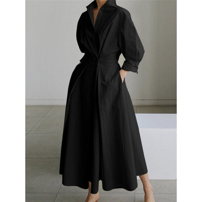 Dames Maxi Jurk Met Overhemdkraag | Elegant