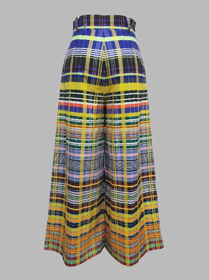 Miriam | Wijde Kleurrijke Geruite Broek