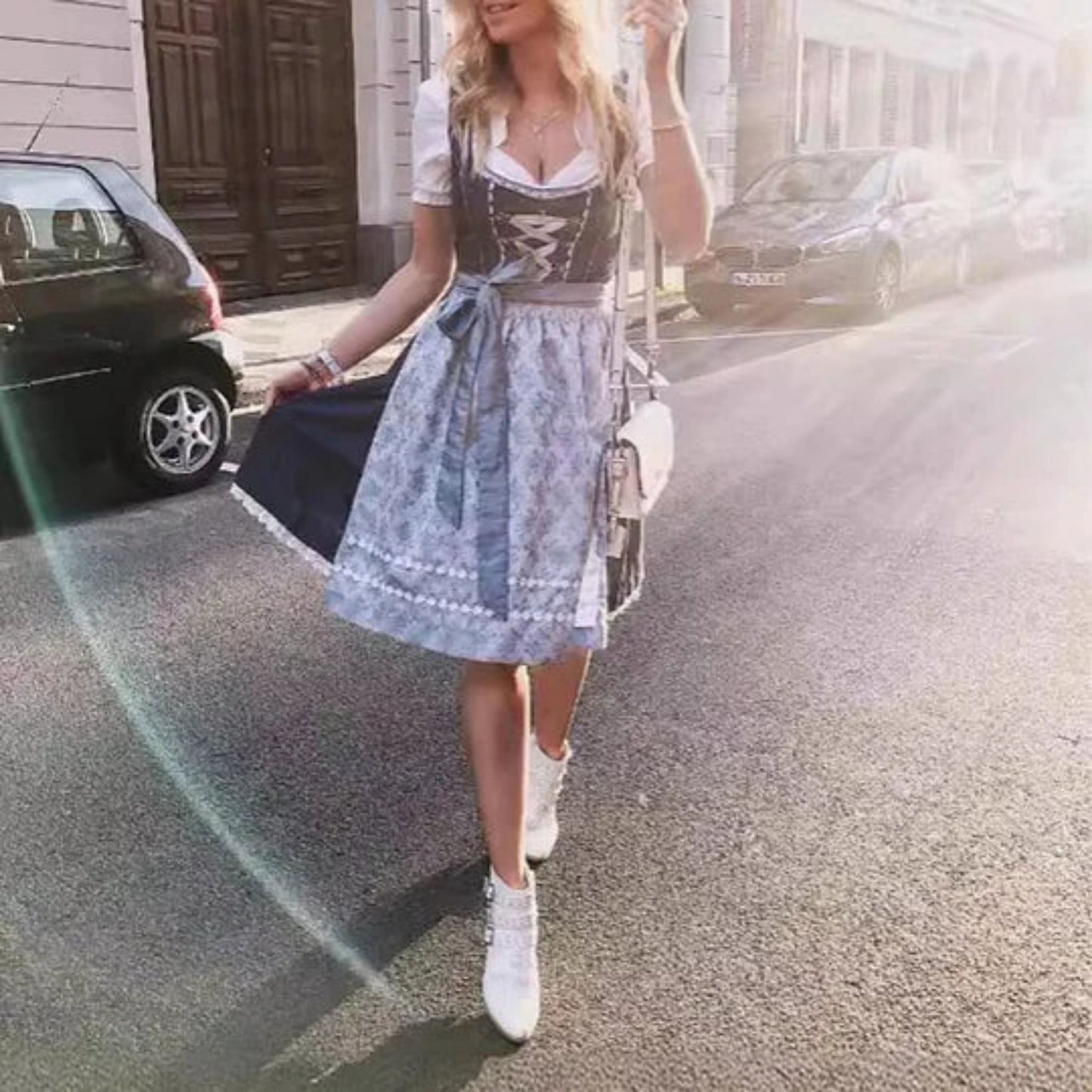 Dagelotte | Dames Dirndl Jurk | Vetersluiting & Ceintuur