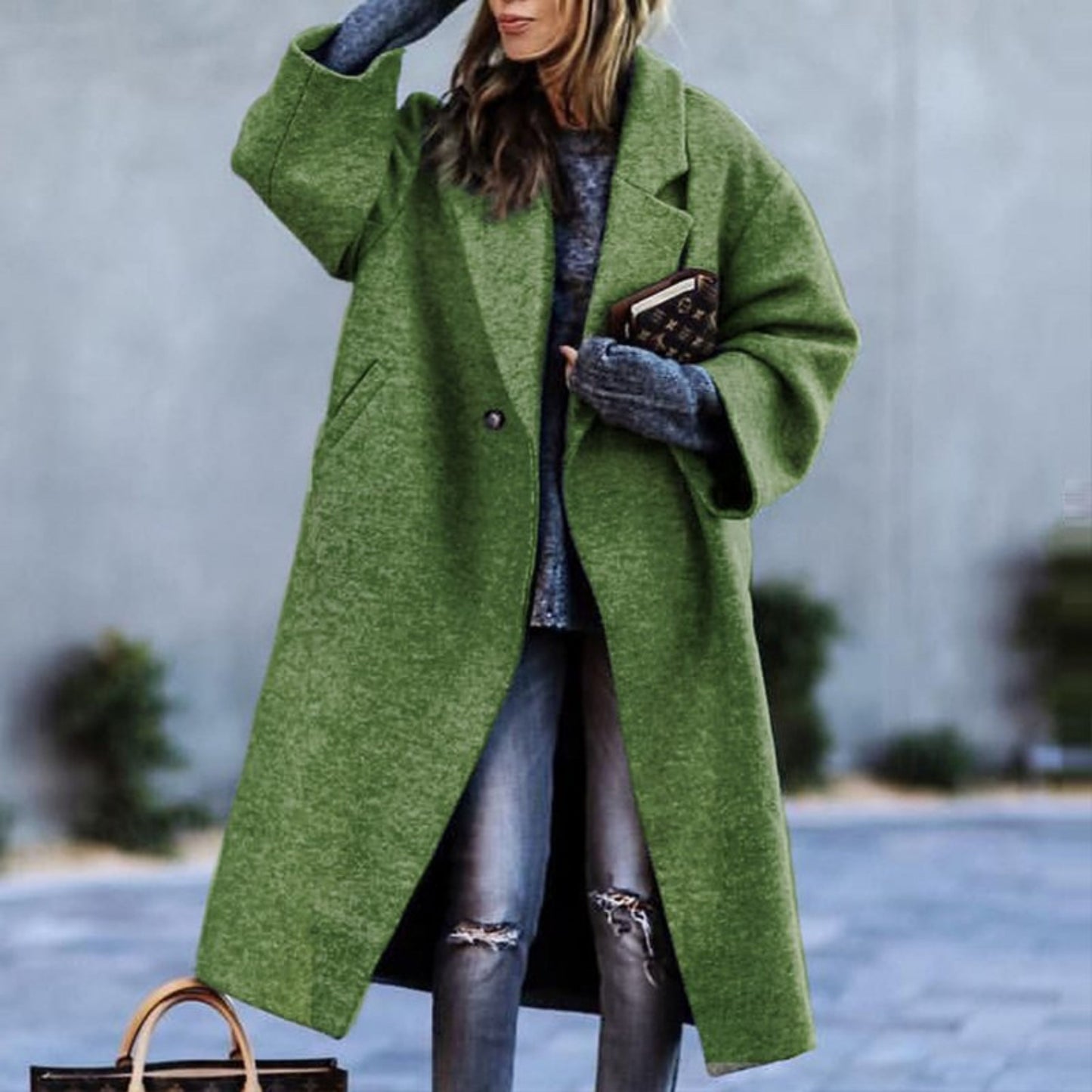 Aafgerda | Dames Lange Jas | Oversized Kleurblok