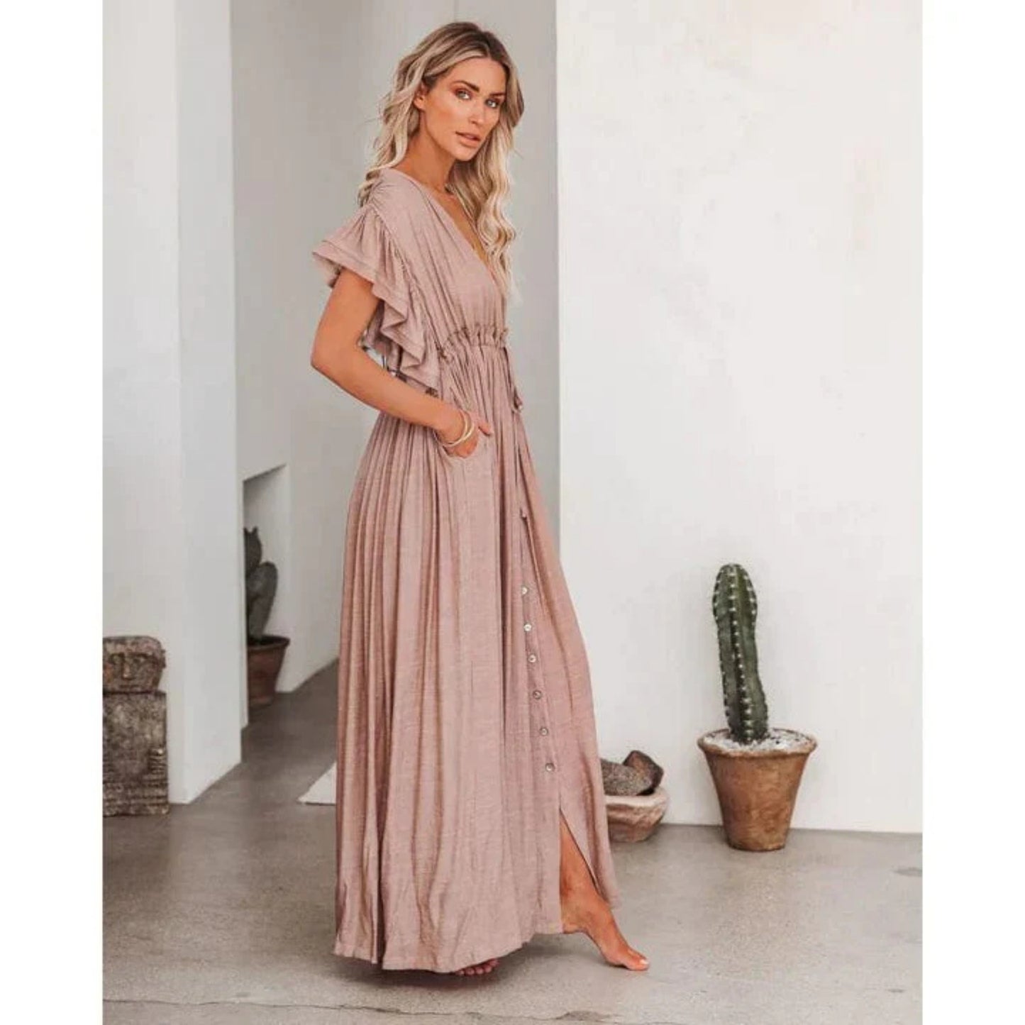 Dames Ibiza Maxi Jurk | Taupe