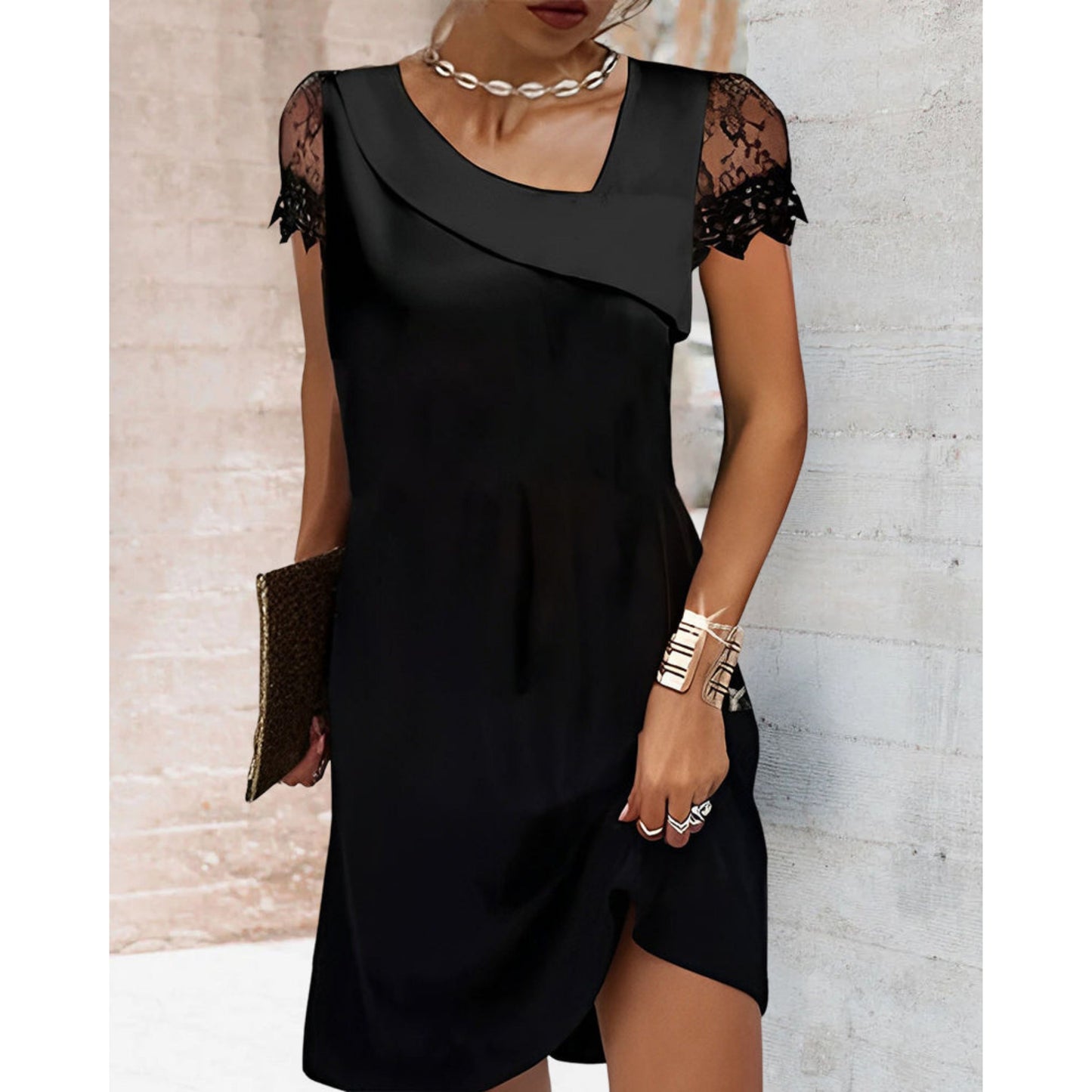 Douwelina | Dames Mini Jurk | Korte Mouwen
