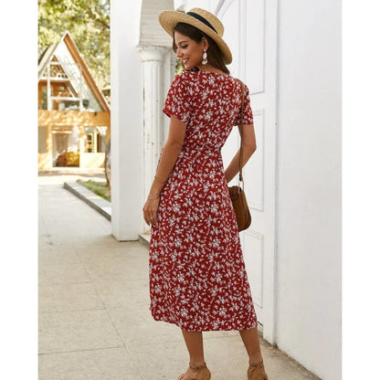 Dames Ibiza Midi Jurk | Bloemenprint