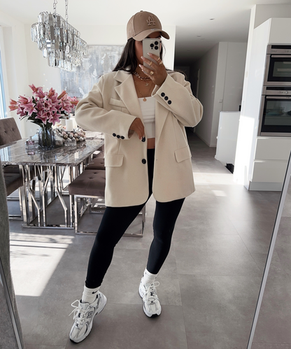 Vimala | Beige Oversized Casual Blazer