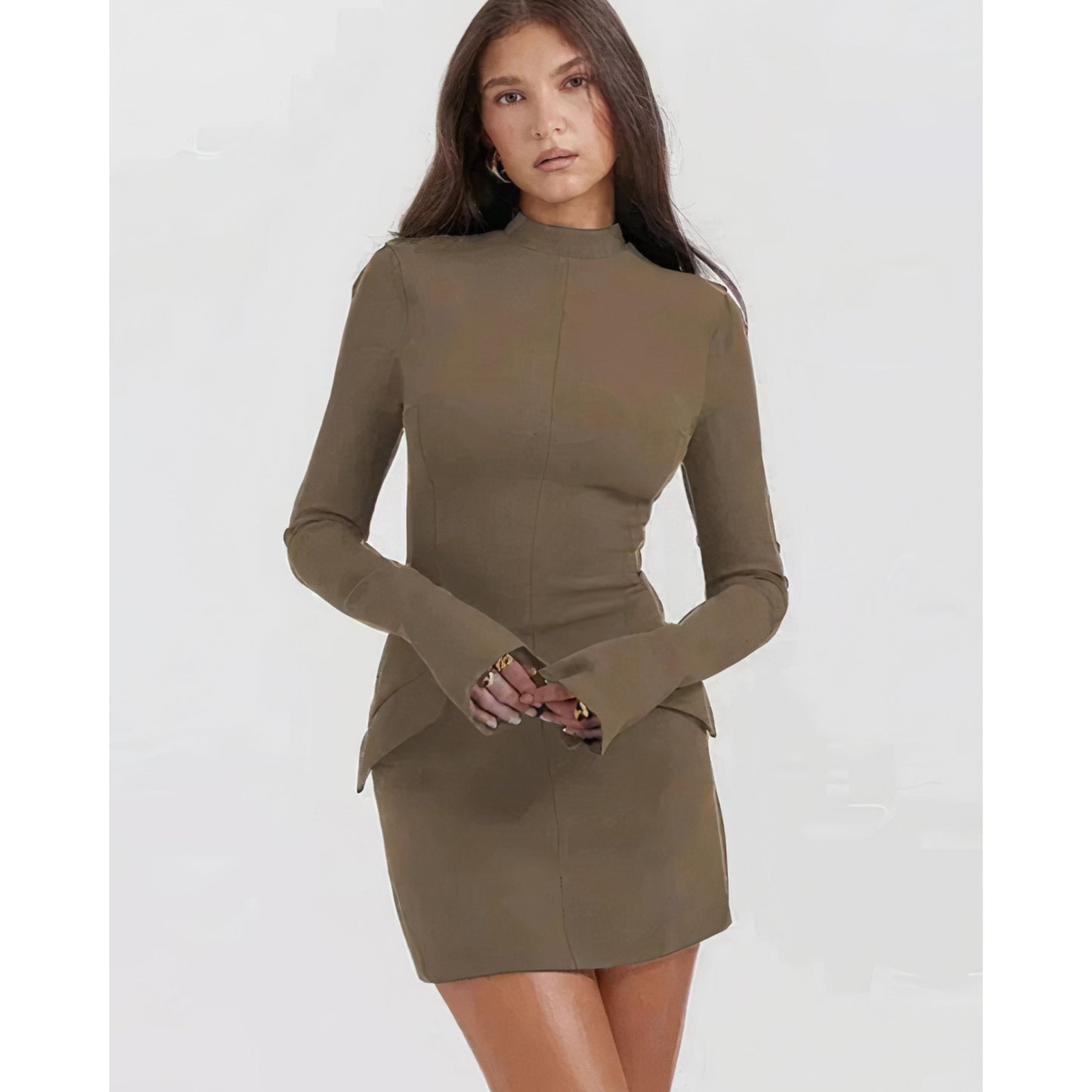Hiske | Dames Mini Jurk | Lange Mouwen Bodycon