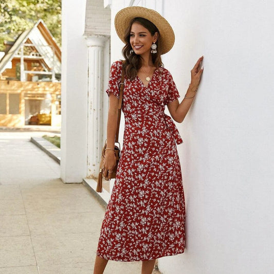 Dames Ibiza Midi Jurk | Bloemenprint