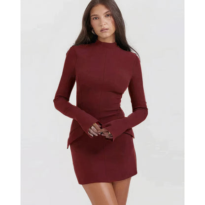 Hiske | Dames Mini Jurk | Lange Mouwen Bodycon