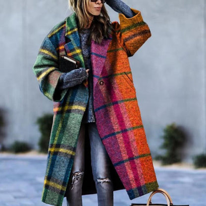 Aafgerda | Dames Lange Jas | Oversized Kleurblok