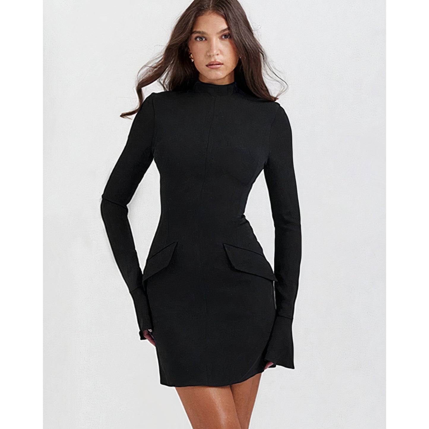 Hiske | Dames Mini Jurk | Lange Mouwen Bodycon