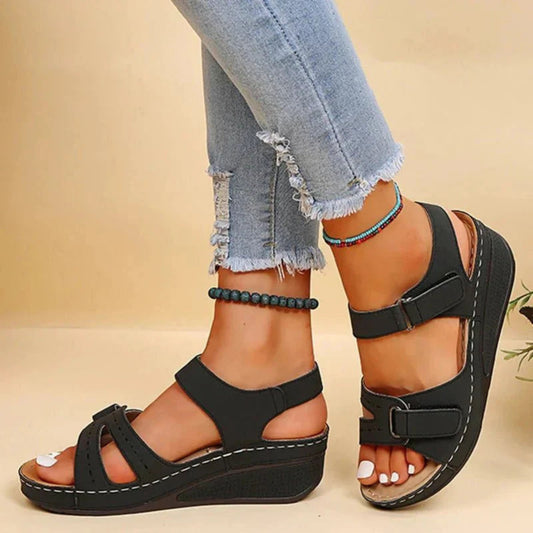 Anetthilde | Dames Wedge Sandalen | Verstelbare Gespsluiting