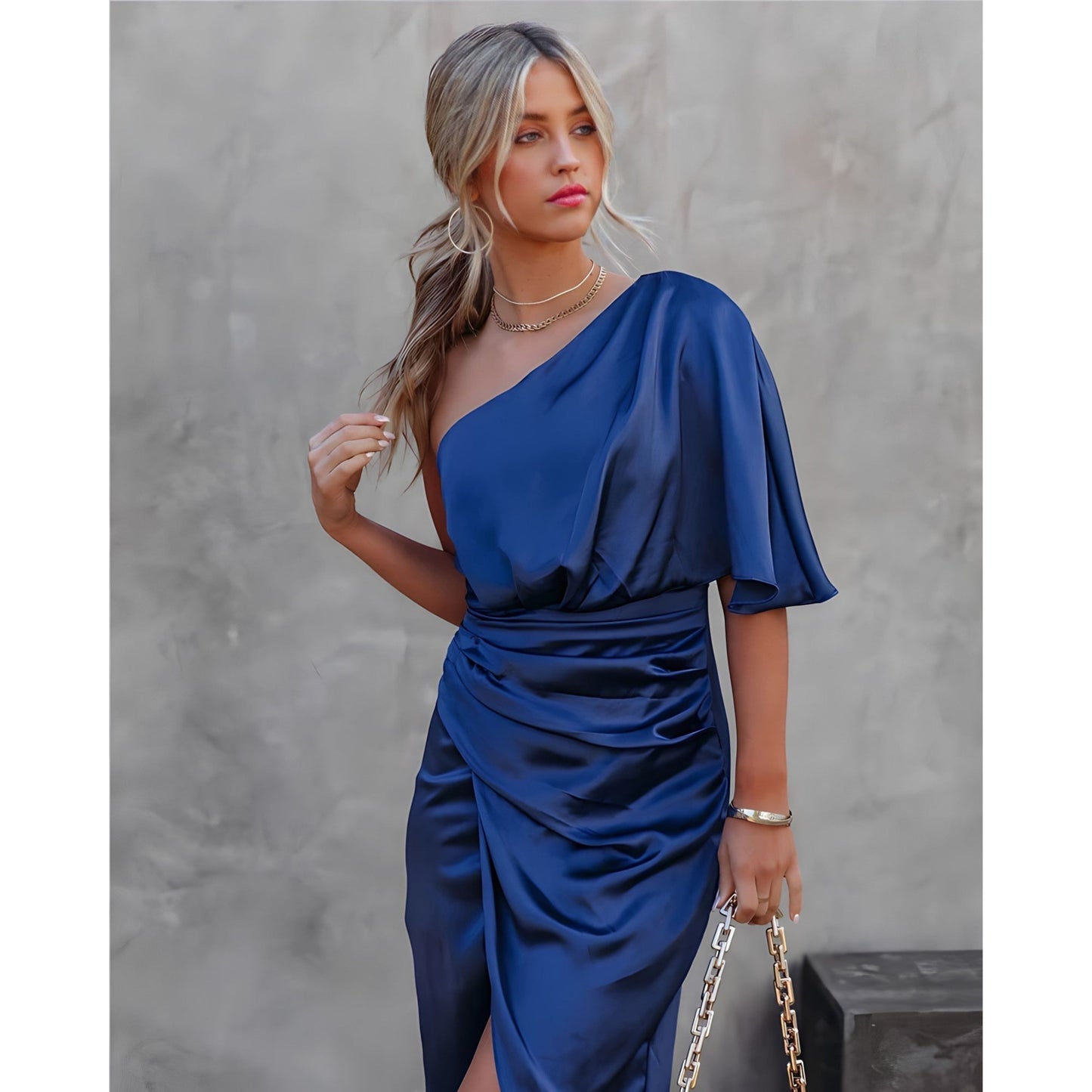 Blanchiena | Dames Party Jurk | Gedrapeerde Split