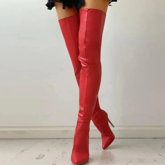 Alethanja | Dames Over-the-Knee Laarzen | Puntige Hak