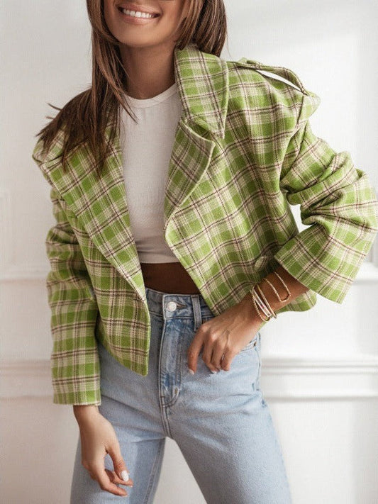Tresha | Trendy Korte Geruite Jas