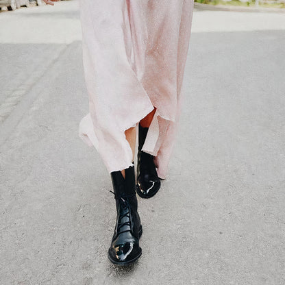 Appolinde | Dames Lace-Up Laarzen | Chunky Heel