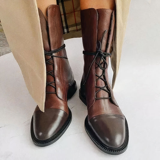 Appolinde | Dames Lace-Up Laarzen | Chunky Heel