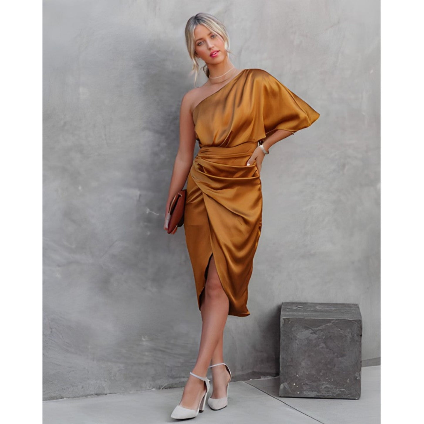 Blanchiena | Dames Party Jurk | Gedrapeerde Split