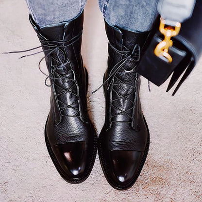 Appolinde | Dames Lace-Up Laarzen | Chunky Heel