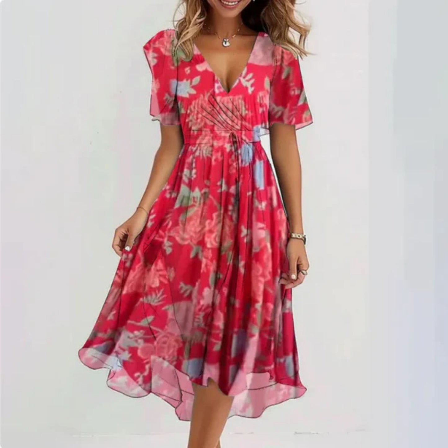 Dames Midi Jurk | V-Hals