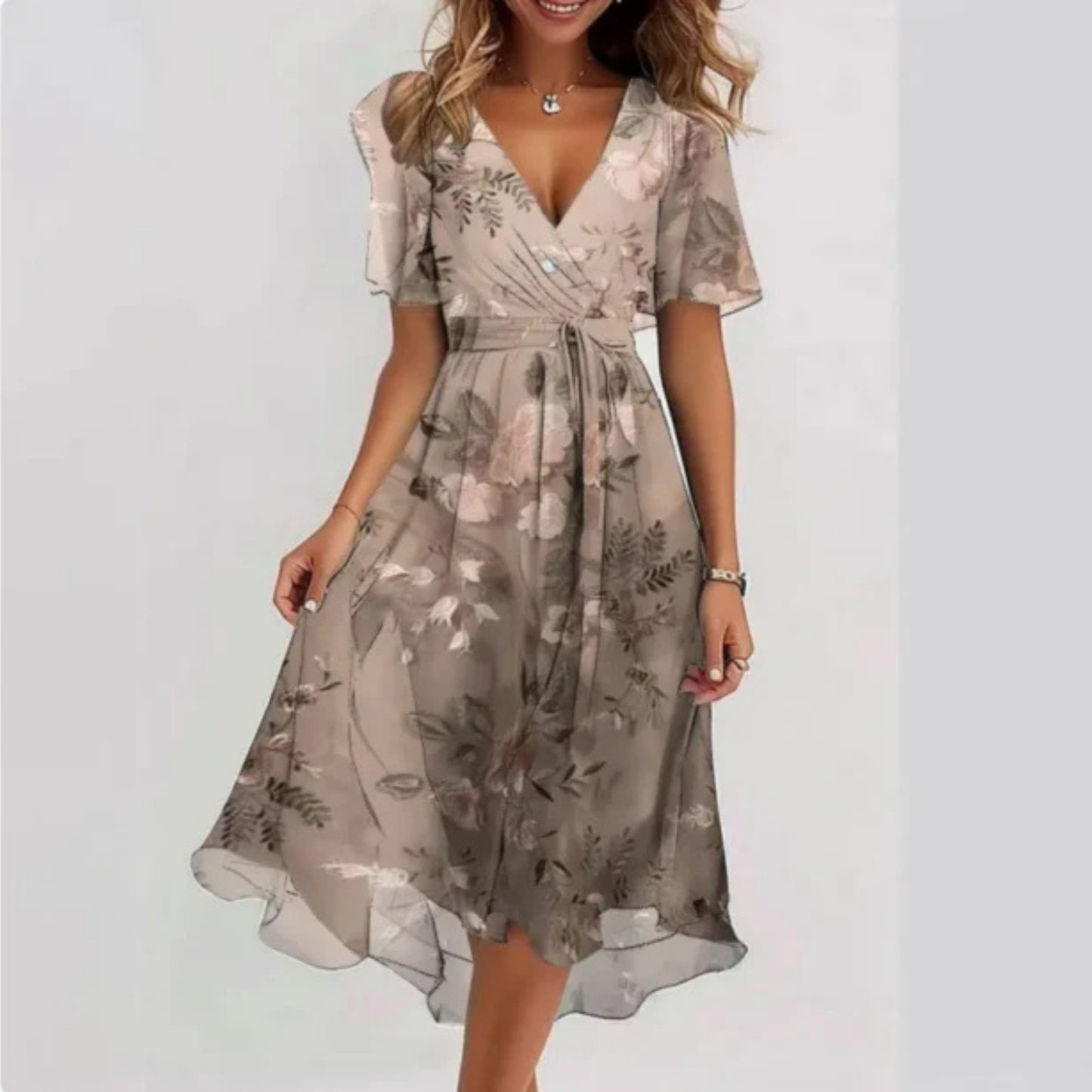 Dames Midi Jurk | V-Hals
