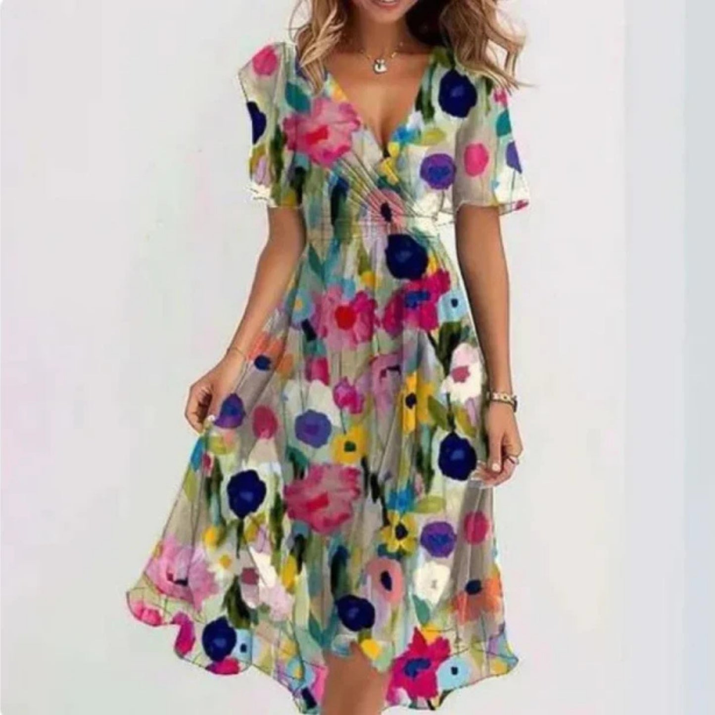 Dames Midi Jurk | V-Hals