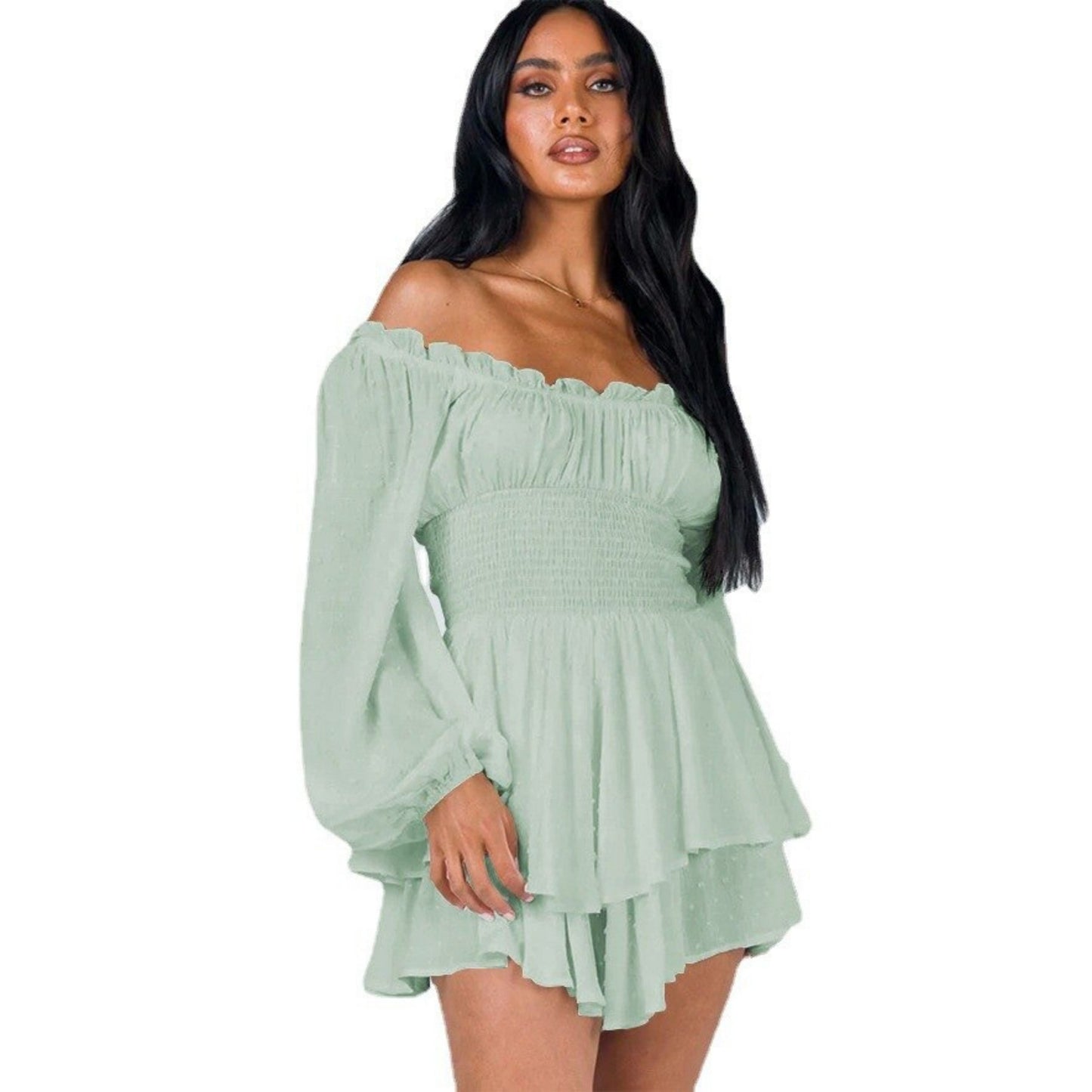 Asmara | Dames Off-Shoulder Jurk | Ruffled Flare Ontwerp