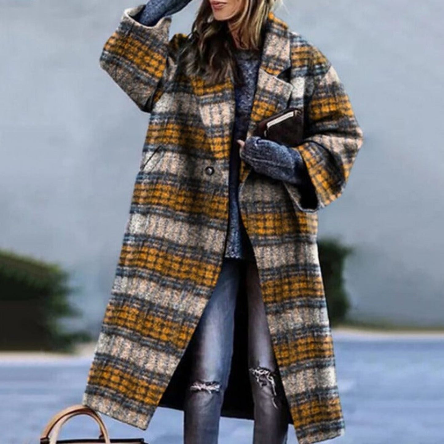 Aafgerda | Dames Lange Jas | Oversized Kleurblok