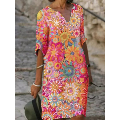 Dames Jurk met Bloemenprint | V-hals