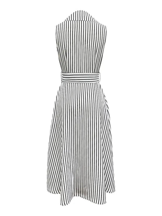 Charissa | Elegante Mouwloze Gestreepte Jurk