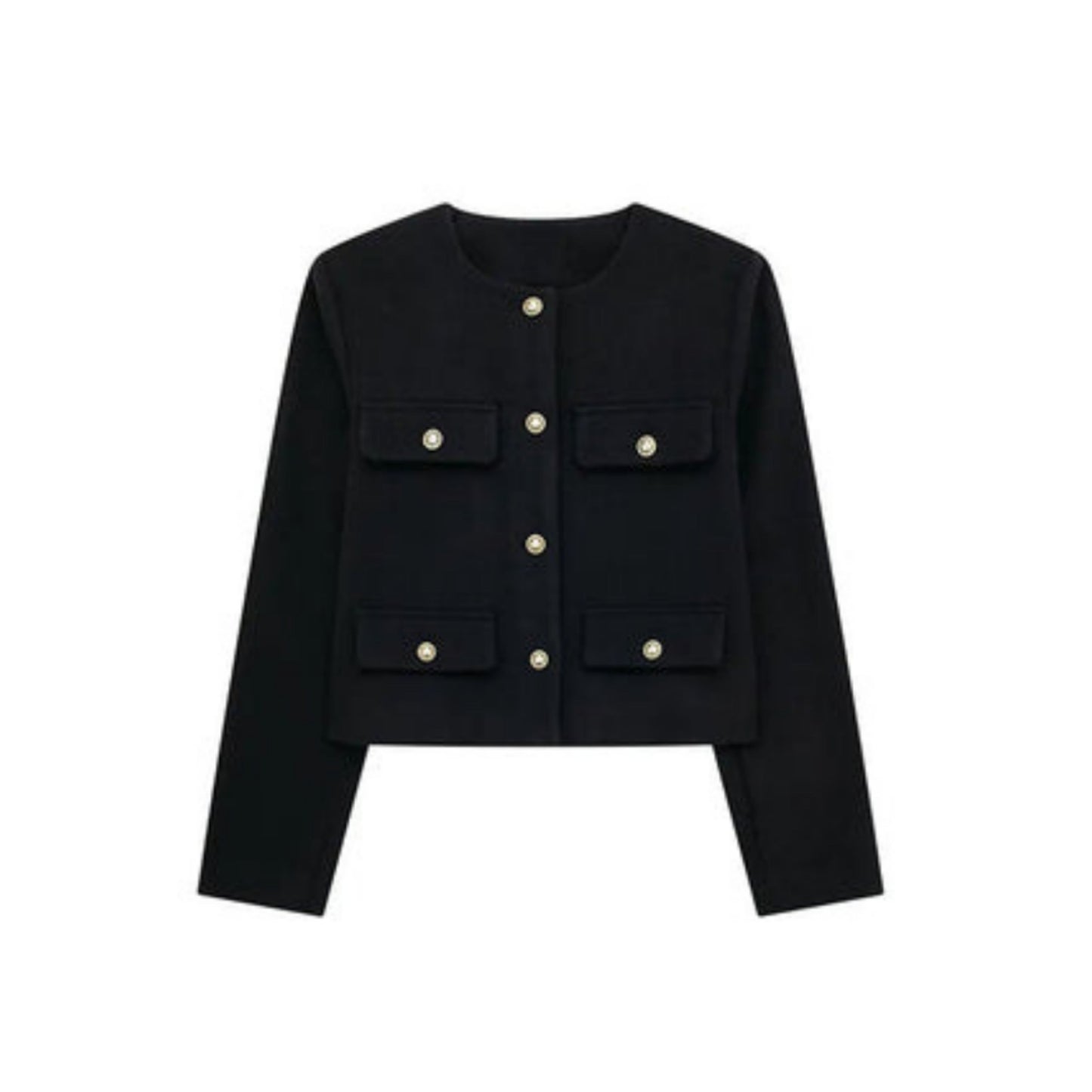 Douweline | Dames Korte Jas | Gouden Knoopdetails