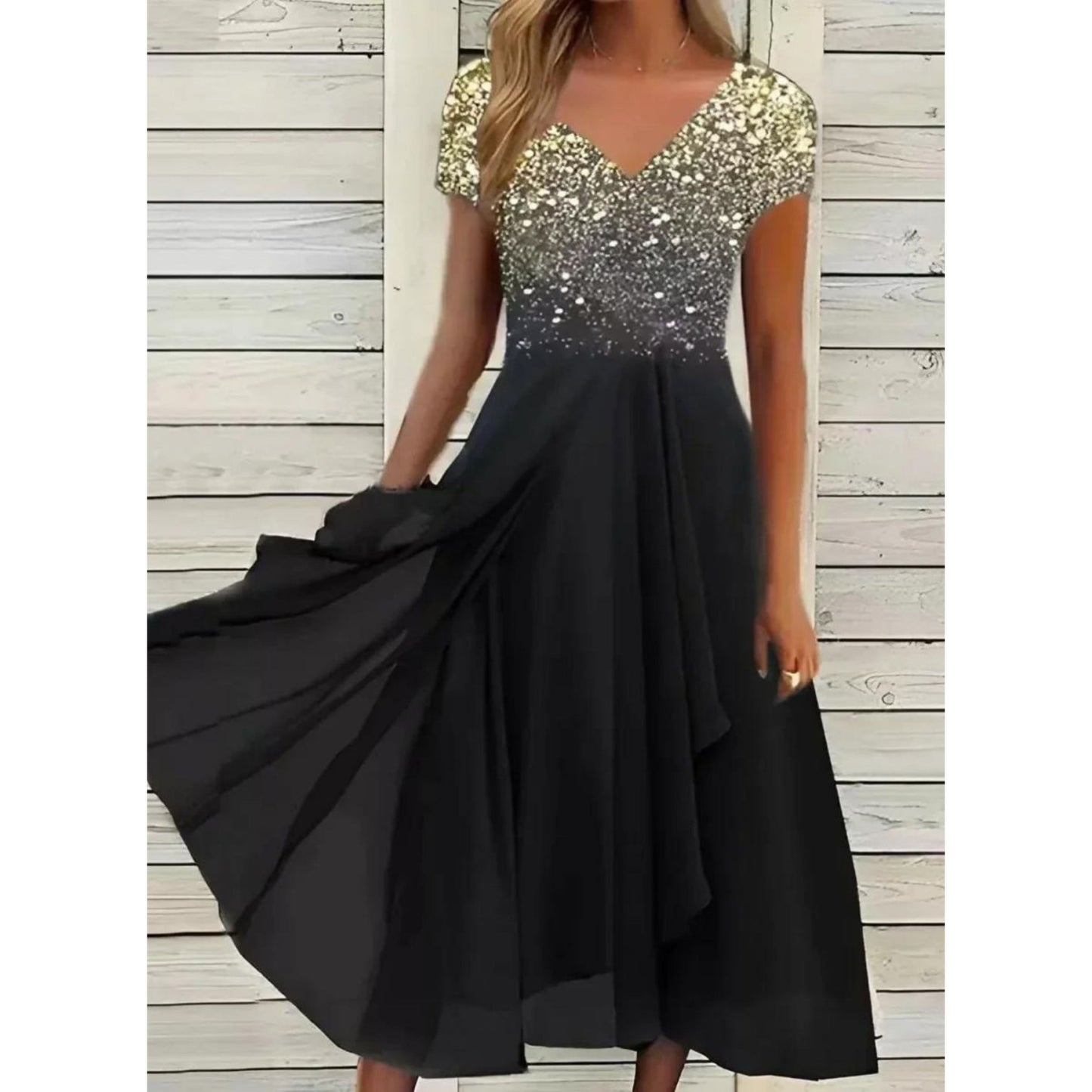 Claudelina | Dames Avondjurk | Pailletten Top Midi
