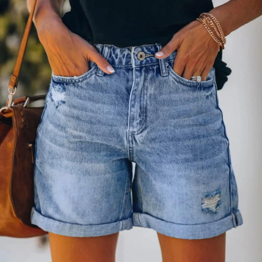 Dorienne | Dames Korte Broek | Versleten Look