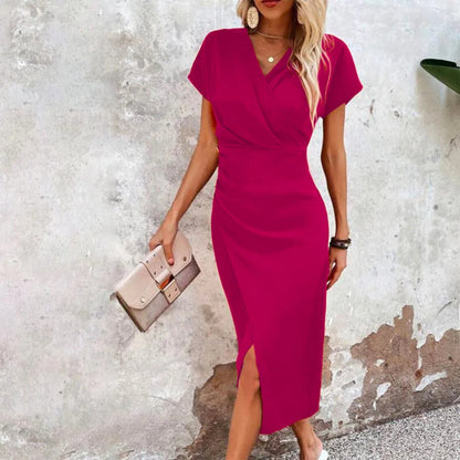 Dames V-hals Midi Jurk | Casual