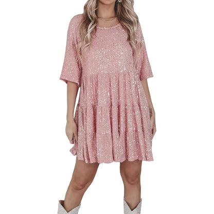 Sandrine | Feestelijke Glanzende Mini Jurk