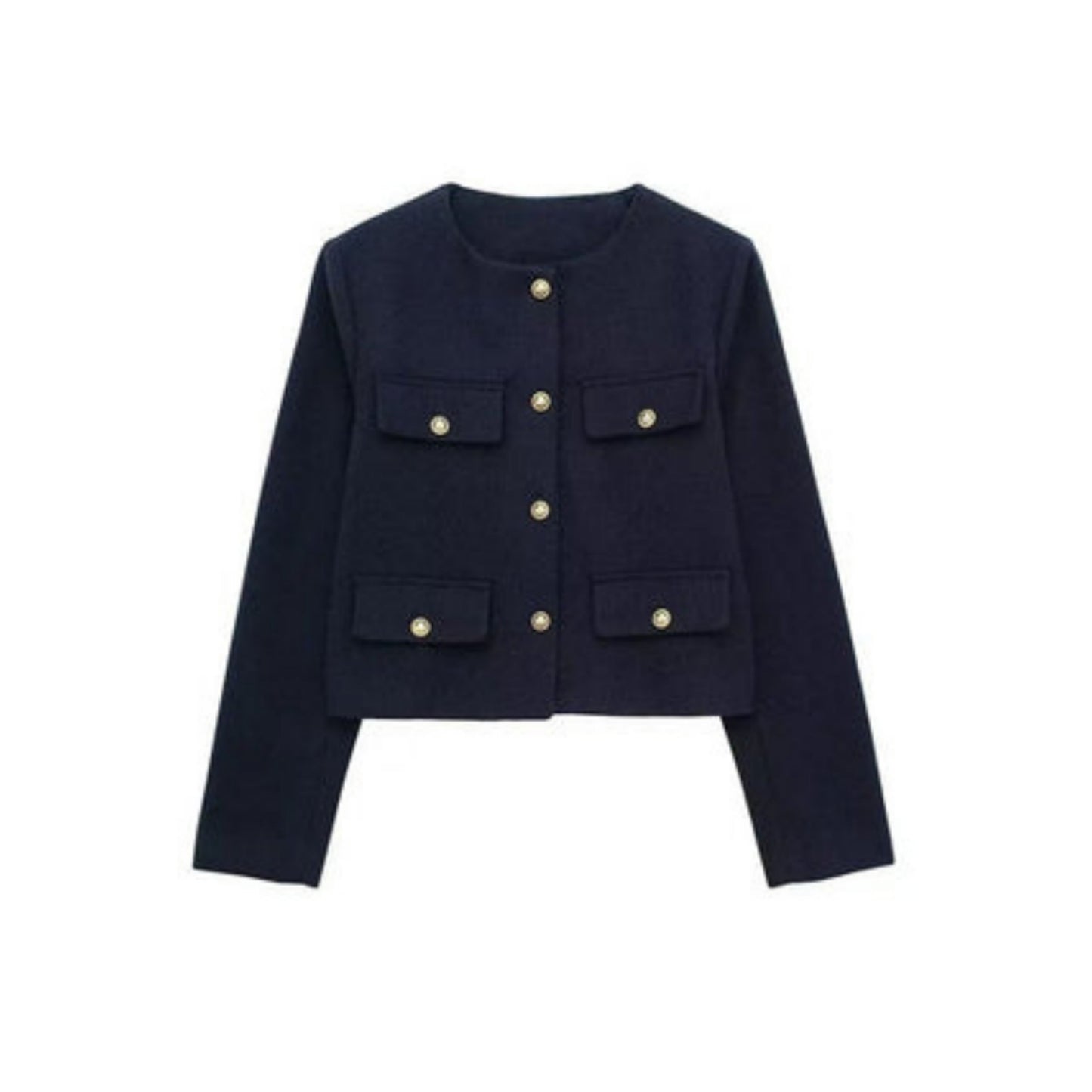 Douweline | Dames Korte Jas | Gouden Knoopdetails