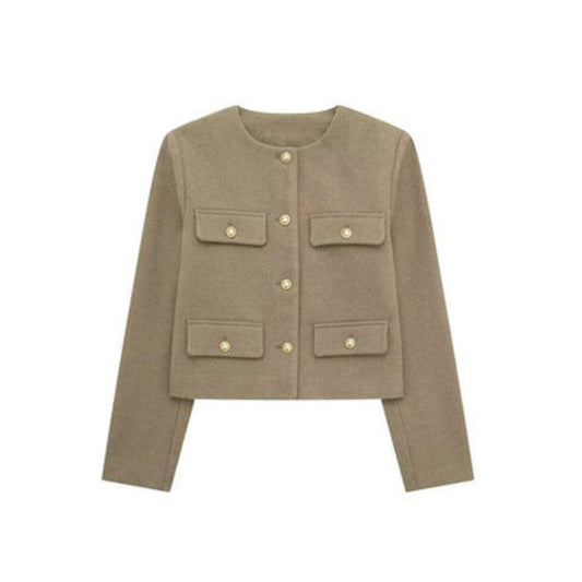 Douweline | Dames Korte Jas | Gouden Knoopdetails