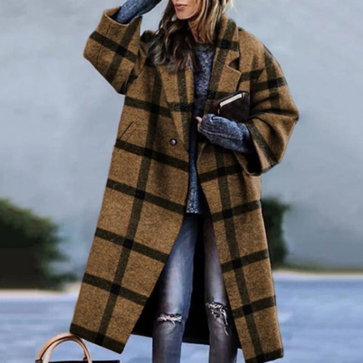 Aafgerda | Dames Lange Jas | Oversized Kleurblok