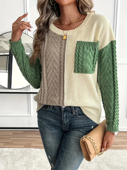 Alexa | Dames Gebreide Patchwork Trui