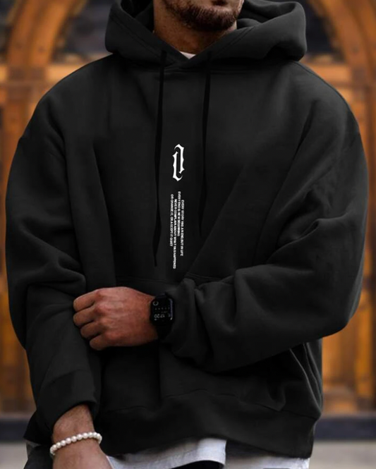 Heren Hoodie – Oversized Pasvorm – Katoenmix – Kangoeroezak – Geribde Boorden