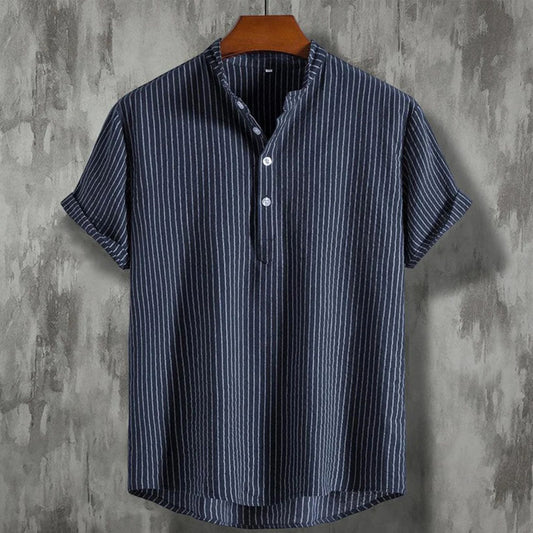 Mael | Comfortabele Gestreept Henley Overhemd